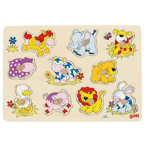 GOKI Wooden Studs Jigsaw Animals Baby