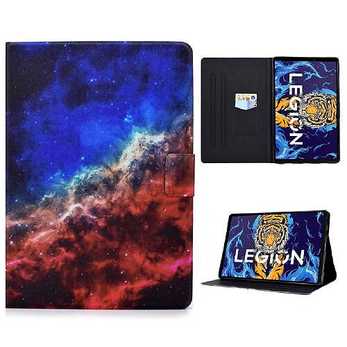 Etui en PU fermeture magnétique avec support et porte-cartes pour votre Lenovo Legion Y700 TB-9707F - ciel étoilé