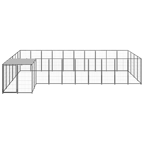 Helloshop26 Chenil extérieur cage enclos parc animaux chien 13,31 m² 110 cm acier noir 02_0000494