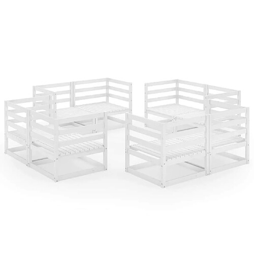 Maison Chic Salon de jardin 8 pcs - Table et chaises d'extérieur - Mobilier/Meubles de jardin Moderne Blanc Bois de pin massif -MN60798