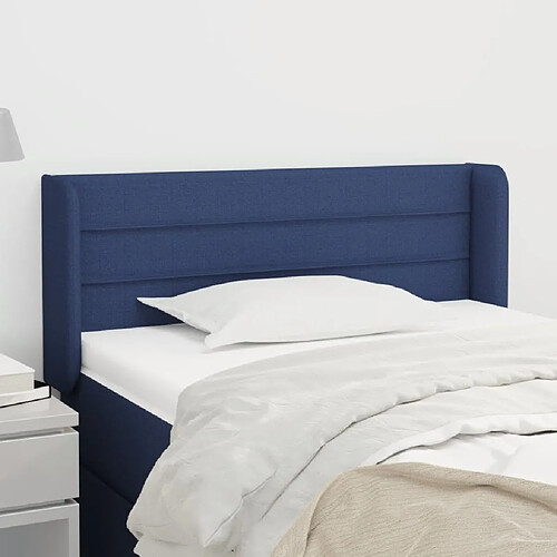 Maison Chic Tête de lit scandinave avec oreilles,meuble de chambre Bleu 83x16x78/88 cm Tissu -MN46607