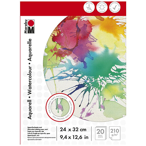 Marabu Bloc aquarelle, 240 x 320 mm, 210g/m2, 20 feuilles, ()