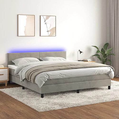 vidaXL Sommier à lattes de lit avec matelas LED Gris clair 180x200 cm