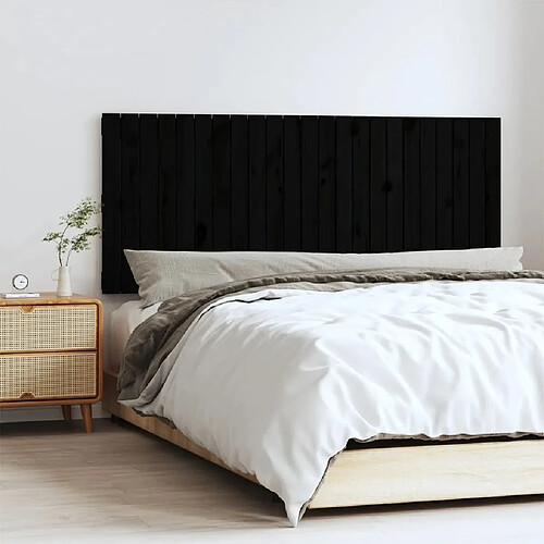 Maison Chic Tête de lit scandinave pour lit adulte,Meuble de chambre murale Noir 147x3x60 cm Bois massif de pin -MN39487