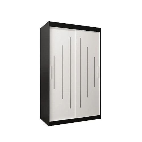 Abiks Meble Armoire YORK À Portes Coulissantes 200/120/62 2 Portes (Noir/Blanc)