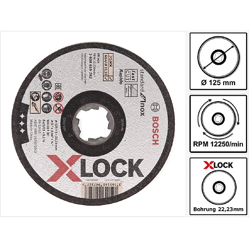 Bosch Disque à tronçonner X-LOCK 125 x 22,23mm Standard pour Inox ( 2608619267 )