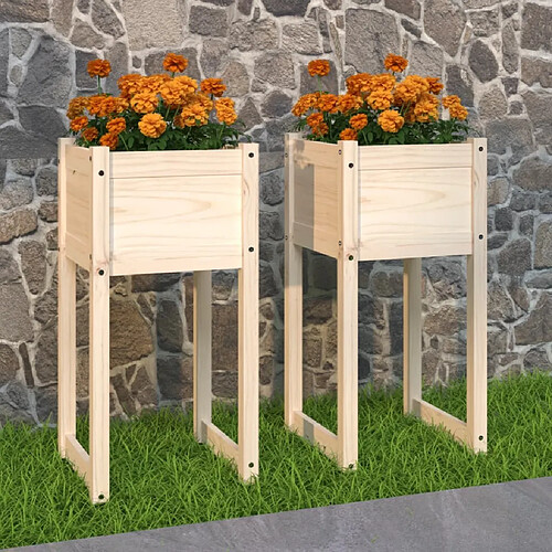 vidaXL Jardinières 2 pcs 40x40x81 cm Bois massif de pin