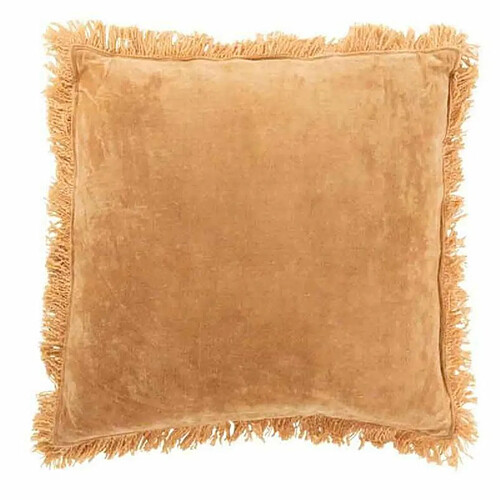 Paris Prix Coussin Déco Franges Velours 45x45cm Ocre