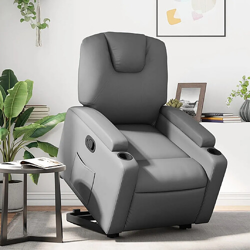 vidaXL Fauteuil inclinable Gris Similicuir