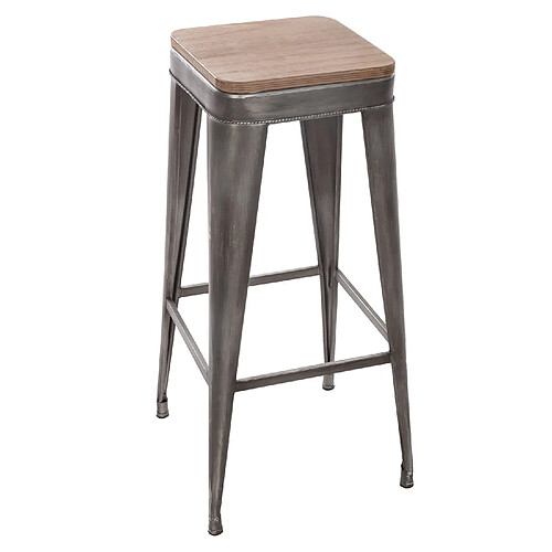 Atmosphera, Createur D'Interieur Tabouret de bar en métal Joris - H. 80 cm - Gris