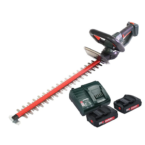 Metabo HS 18 LTX 55 Taille-haie sans fil 18 V 53 cm + 2x batterie 2,0 Ah + chargeur ( 601718500 )