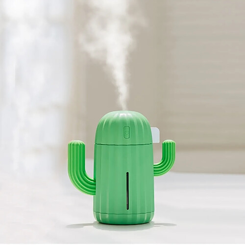 Wewoo Purificateur Humidificateur d'air de bureau avec lampe nuit portable en silicone, forme Cactus, capacité: 340 ml, 5V CC (vert)