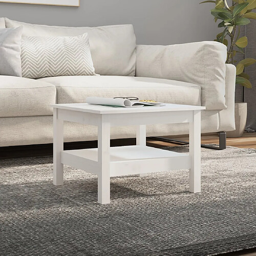 vidaXL Table basse Blanc 55x55x40 cm Bois massif de pin