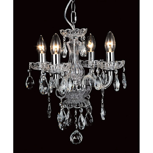 Lumière Chandelier sans abats jours Rodeo Cristal Transparent 4 ampoules 40cm