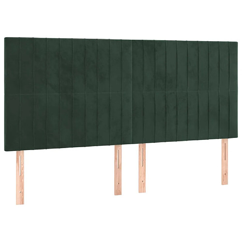 Maison Chic Lot de 4 Têtes de lit design pour chambre - Décoration de lit Vert foncé 80x5x78/88 cm Velours -MN23499