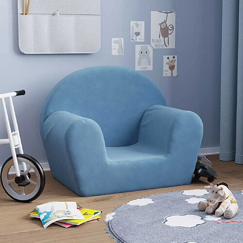 vidaXL Canapé pour enfants bleu peluche douce