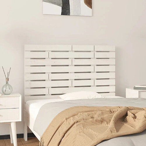 Maison Chic Tête de lit scandinave,Meuble de chambre murale Blanc 81x3x63 cm Bois massif de pin -MN75322