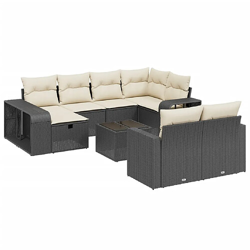 Maison Chic Salon de jardin 11 pcs avec coussins, Ensemble Tables et chaises d'extérieur noir résine tressée -GKD694617