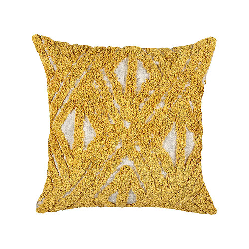 Beliani Coussin ALCEA Coton 45 x 45 cm Géométrique Touffeté Jaune