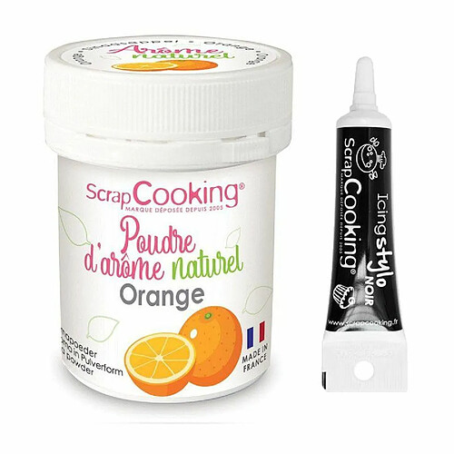 Scrapcooking Arôme alimentaire naturel en poudre orange + Stylo glaçage noir