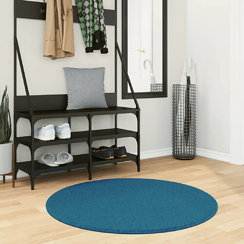 vidaXL Tapis OVIEDO à poils courts turquoise Ø 100 cm