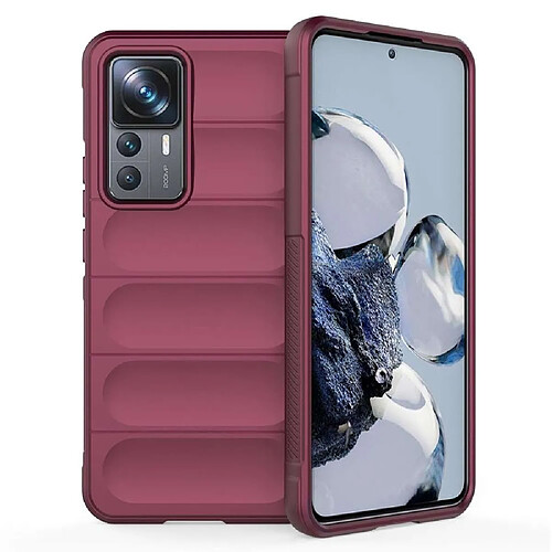 Htdmobiles Coque pour Xiaomi 12T / 12T Pro 5G - housse etui silicone gel fine + verre trempe - ROUGE BORDEAUX