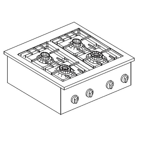 Réchaud à Gaz Drop-In - 4 Feux 3,5 kW - Combisteel