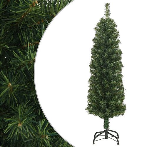 vidaXL Sapin de Noël artificiel mince avec support vert 150 cm PVC