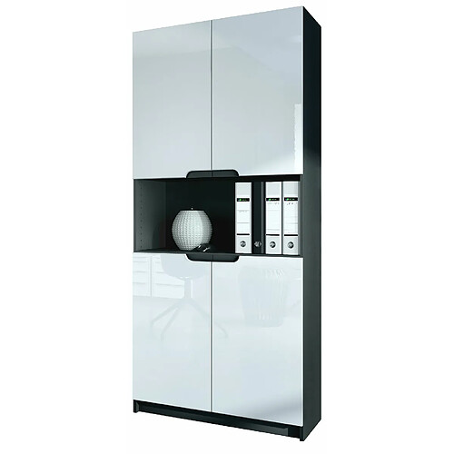 Mpc Armoire De Bureau Noir Mat Et Blanc Laqué (lxhxp) : 82 X 184 X 37