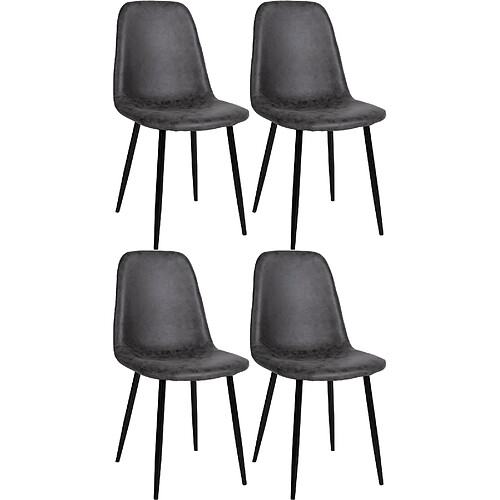 Non Lot de 4 chaises de salle à manger Napier en simili cuir