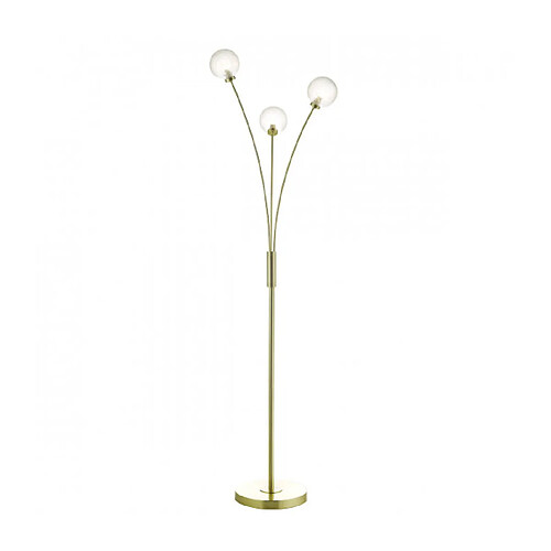 Luminaire Center Lampadaire Avari Laiton satiné,verre givré 3 ampoules 152cm