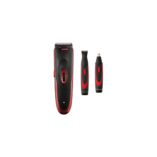 Remington HC905 Kit Coiffure Tondeuse Cheveux Lames Acier Inox, Tondeuse Précision et Visage, Utilisation Avec/Sans Fil - Rouge