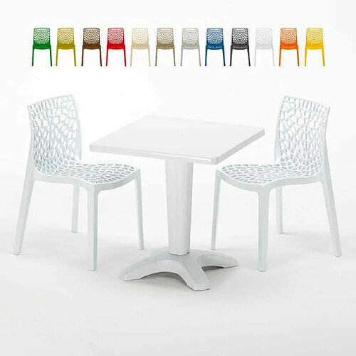 Grand Soleil Table et 2 chaises colorées polypropylen