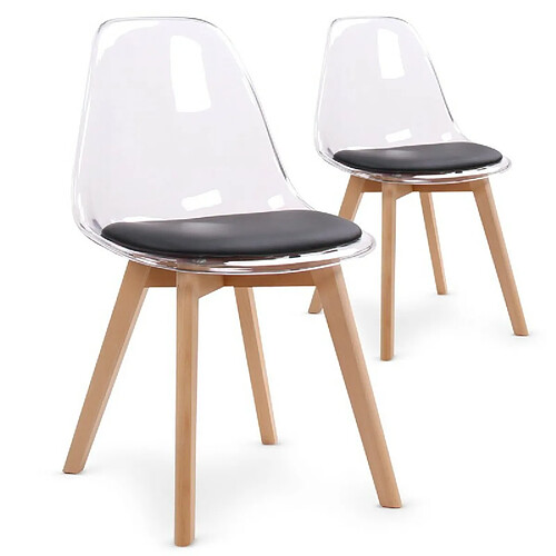 Paris Prix Lot de 2 Chaises Scandinave Flaubert 84cm Noir