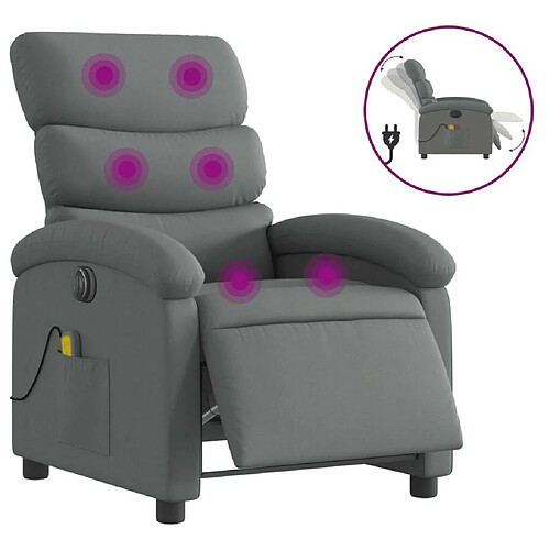 Maison Chic Fauteuil Relax pour salon, Fauteuil inclinable de massage électrique gris foncé tissu -GKD24849