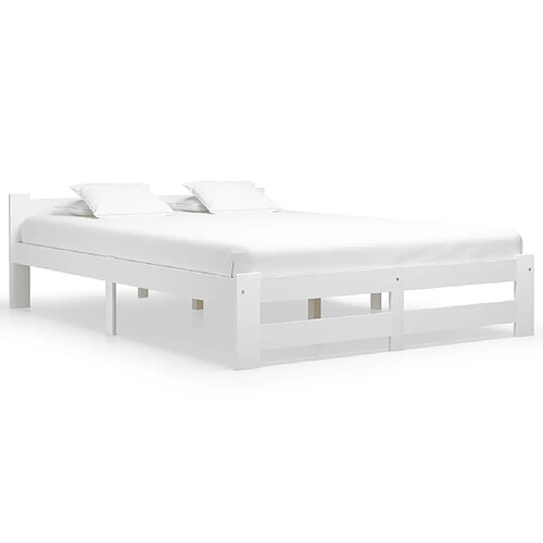 vidaXL Cadre de lit sans matelas blanc bois de pin massif 120x200 cm