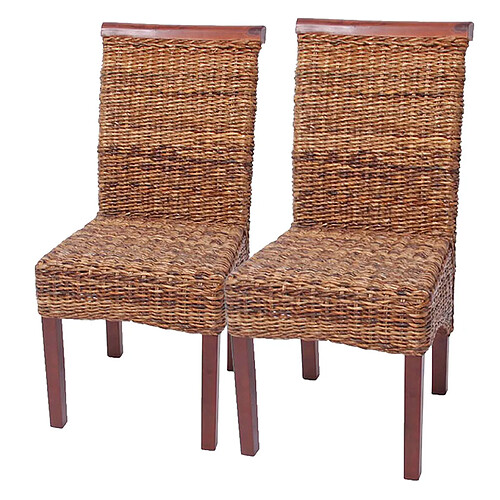 Mendler Lot de 2 chaises M45, banane tressée, 47x54x93cn, pieds marrons