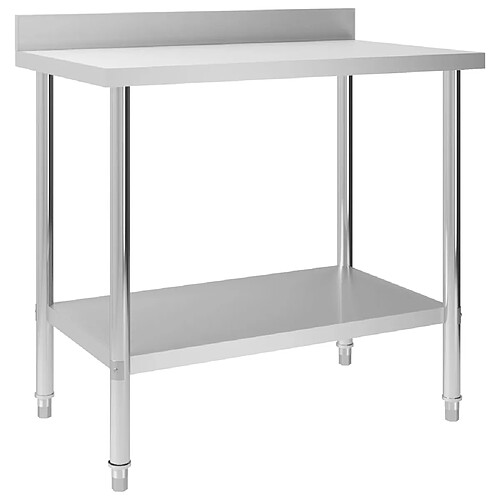 Helloshop26 Table de travail de cuisine avec dosseret 100 x 60 x 93 cm acier inoxydable 02_0001907