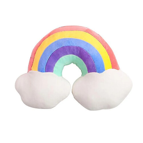 Universal Poupée d'oreiller en peluche en peluche arc-en-ciel, coussin doux