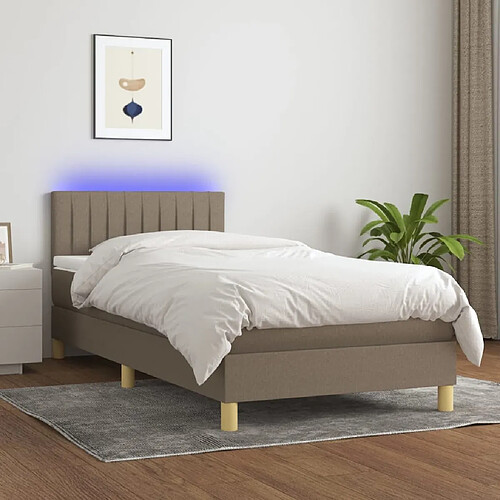 Sommier à lattes LED,Cadre à lattes de lit avec matelas pour Adulte Taupe 100x200 cm Tissu -MN43795