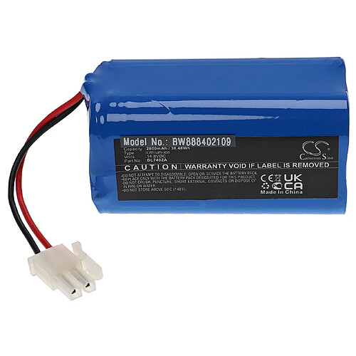 vhbw Batterie remplacement pour Ecovacs BL7402A, UR18650ZT-4S1P-AAF pour aspirateur, robot électroménager (2600mAh, 14,8V, Li-ion)