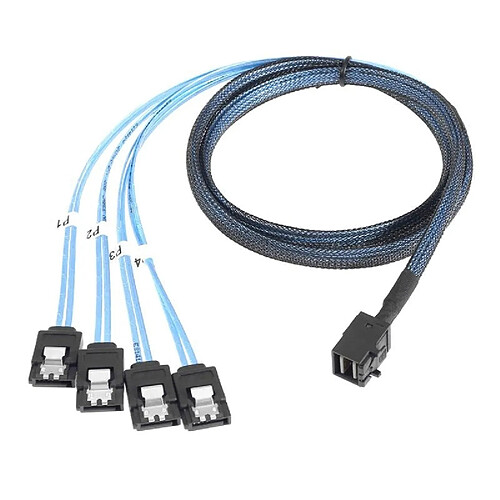 Wewoo Mini SAS SFF-8643 Host à 7 broches 4 SATA cible disque dur 6Gbps Data Server Raid Cable, Longueur: 1m