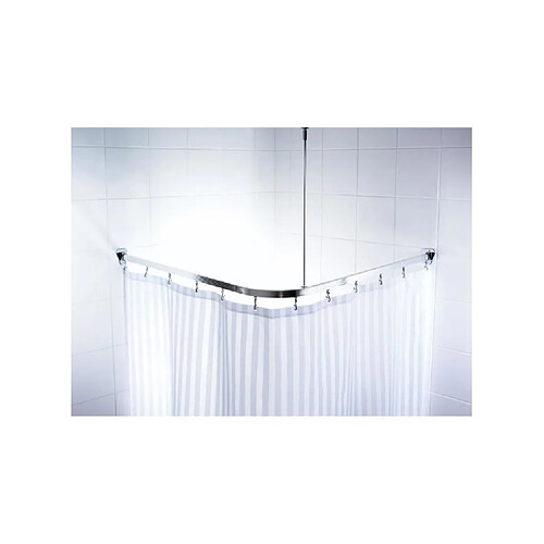 Ridder Barre de douche coulissantes + crochets - 90 x 90cm - Aluminium Poli