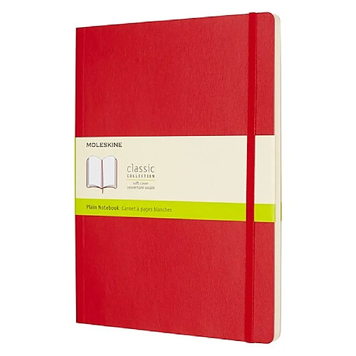 Carnet Moleskine souple rouge 19 x 25 cm ivoire sans quadrillage 192 pages