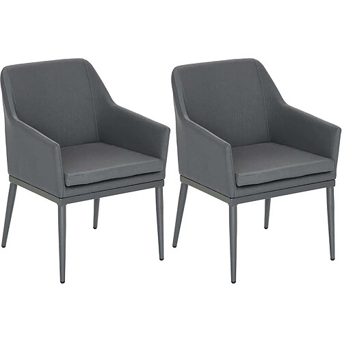 JardiLINE Fauteuil de jardin en aluminium et textilène (Lot de 2) anthracite.