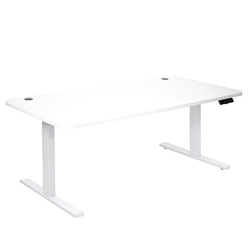 Decoshop26 Bureau table d'ordinateur réglable en hauteur électriquement 160x80cm 53kg MDF blanc, blanc 04_0001413