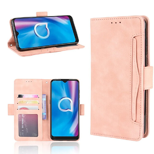 Etui en PU spécial avec plusieurs porte-cartes rose pour votre Alcatel 1S/1V/3L (2020)