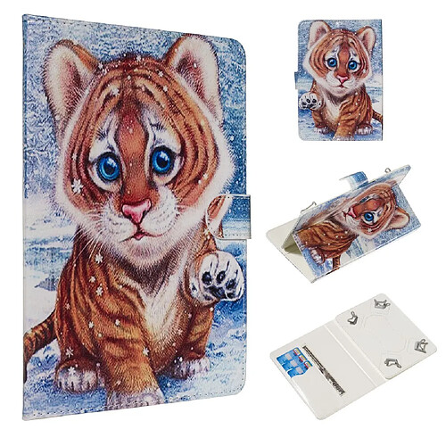 Etui en PU impression de motifs universelle tigre pour votre Tablet PC 7 pouces