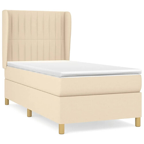 Maison Chic Structures de lit + matelas,Lit à sommier tapissier avec matelas Crème 80x200 cm Tissu -MN46908