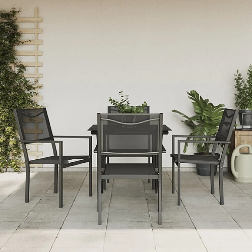 vidaXL Ensemble à manger de jardin 5 pcs noir textilène et acier